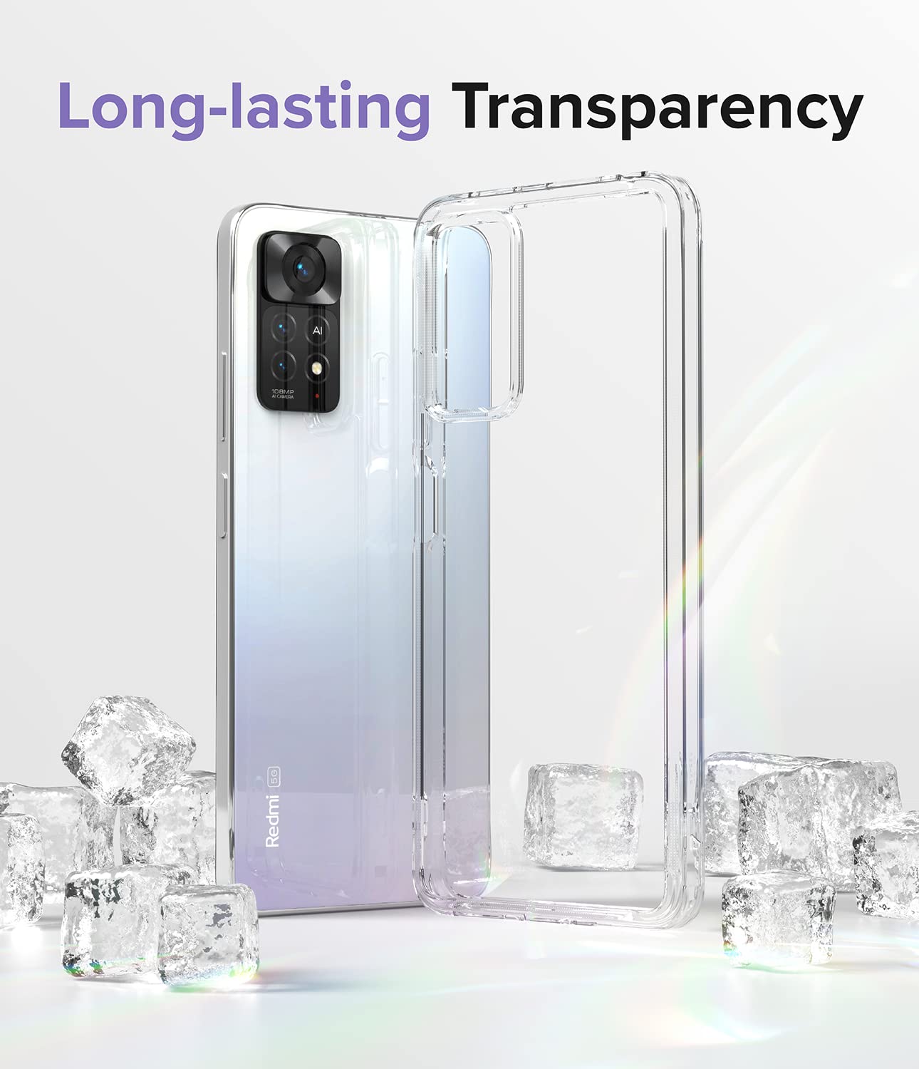 Funda Ringke Fusion Xiaomi Redmi Note 11 Pro Clear Trasera Dura Hybrid con Parachoques de TPU Flexible