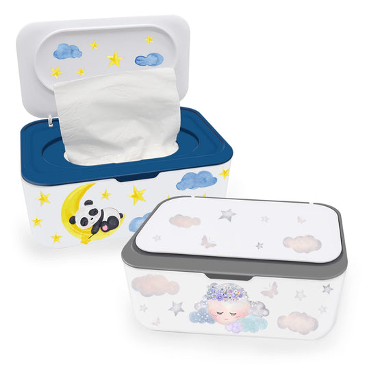 Dispensador de toallitas para bebé, soporte para toallitas de pañales con tapa, contenedor recargable con diseño de sellado, caja de almacenamiento para toallitas desechables para baño, mantiene las toallitas frescas, fácil de abrir y cerrar