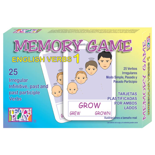 Juego de Memoria TEACH PLAY 25 Verbos Irregulares en Inglés para Niños y Adolescentes