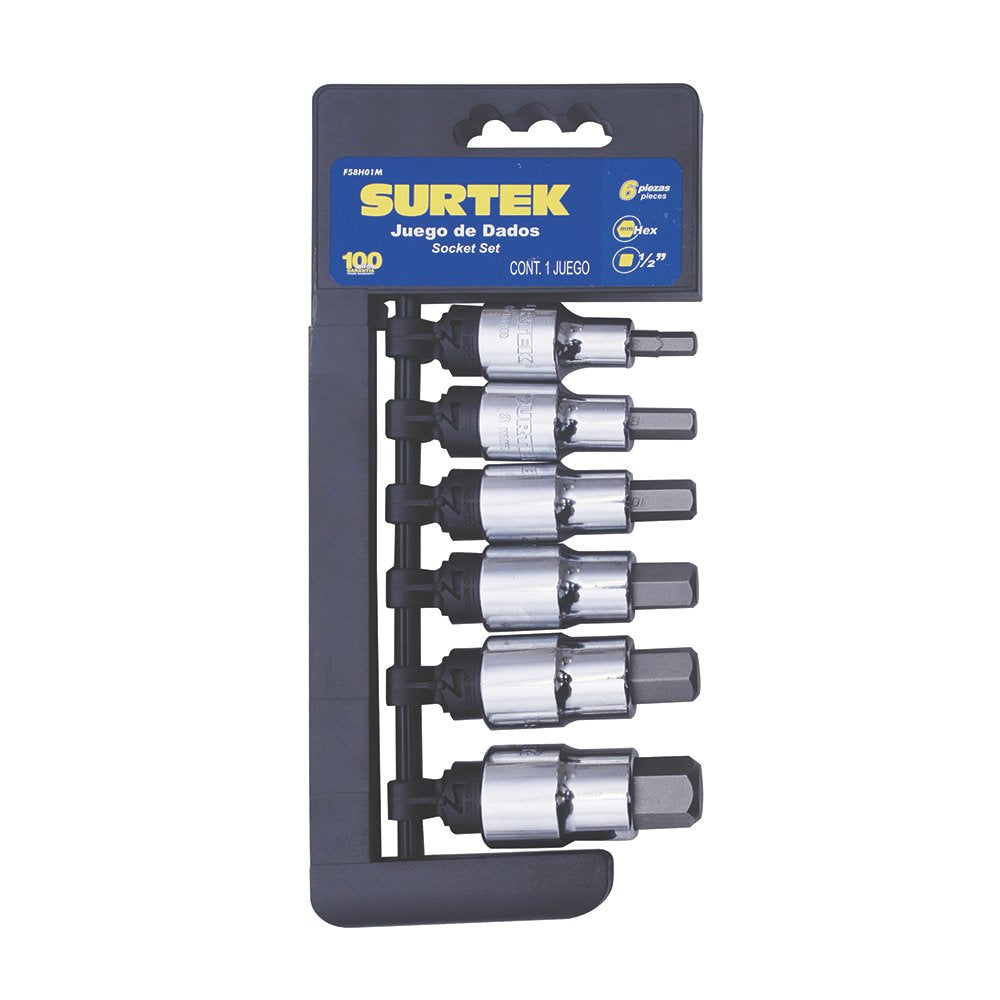 Juego de Dados Punta Hexagonal Métricos Surtek F58H01M 1/2"