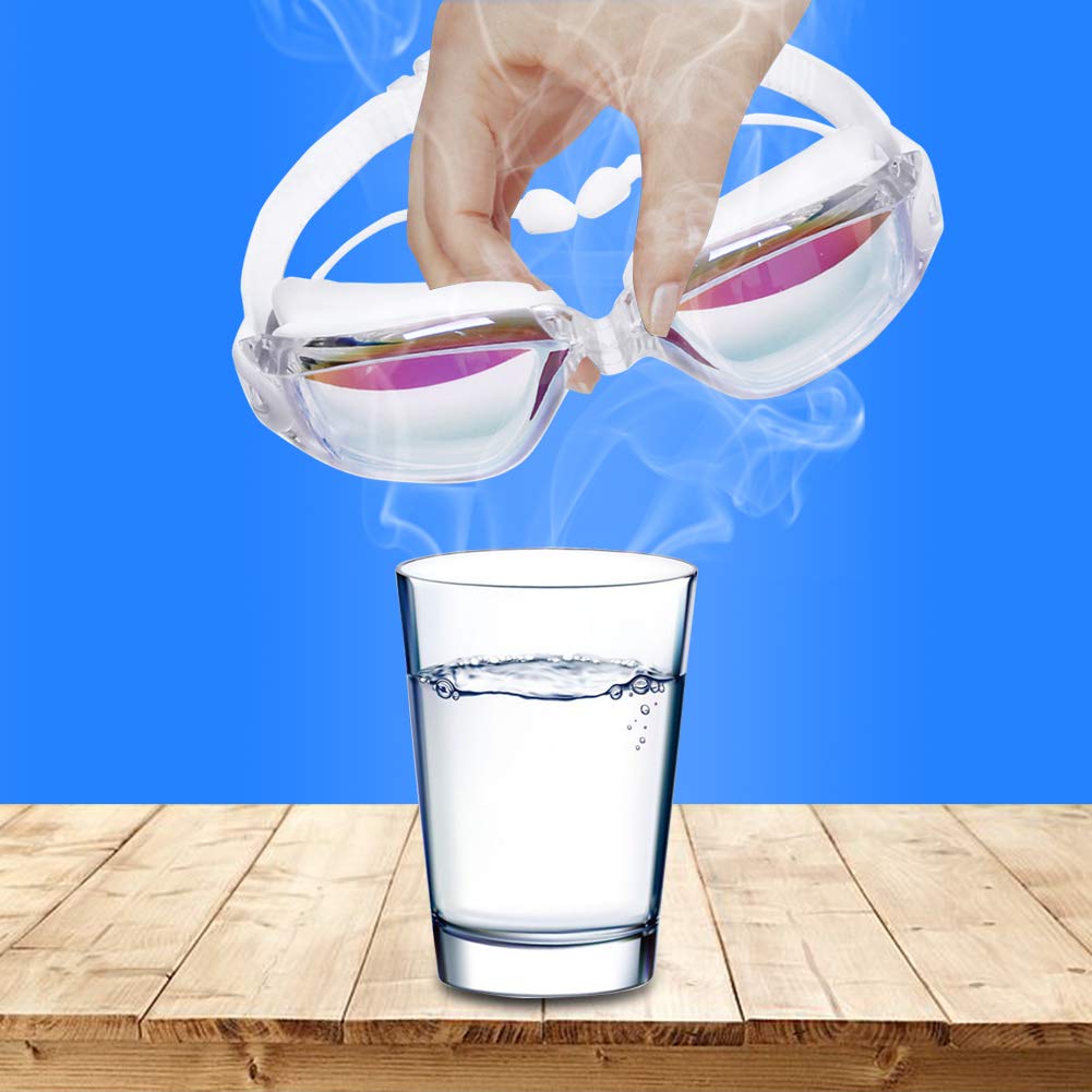 Gafas de Natación Sebami Blancas Protección UV Antivaho Ajustables para Adultos y Niños