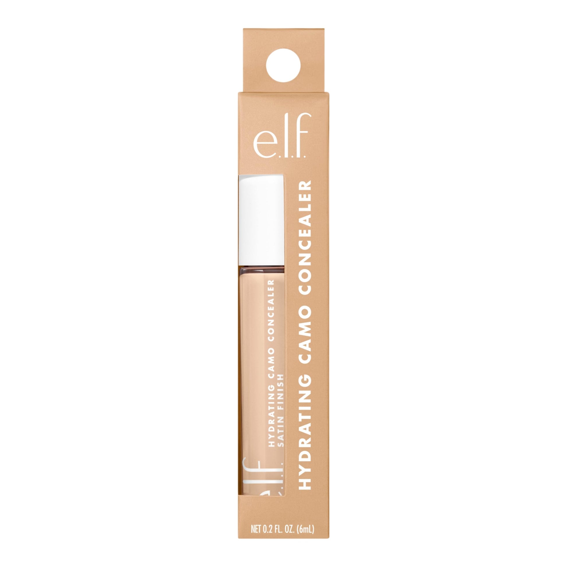 elf, Corrector de camuflaje hidratante, Ligero, Cobertura completa, Larga duración, Oculta, Corrige, Cubre, Hidrata, Destaca, Melocotón claro, Acabado satinado, 25 tonos, Uso durante todo el día, 0.2