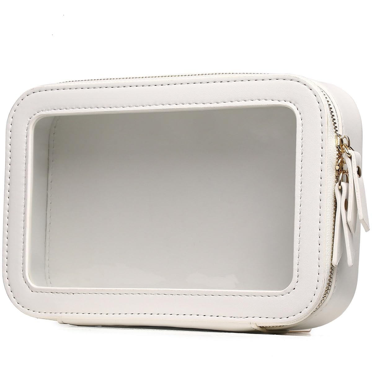 Pinkmik - Bolsa de maquillaje transparente para maquillaje portátil, bolsa de cosméticos de viaje con cierre para mujer, Blanco, Pequeño