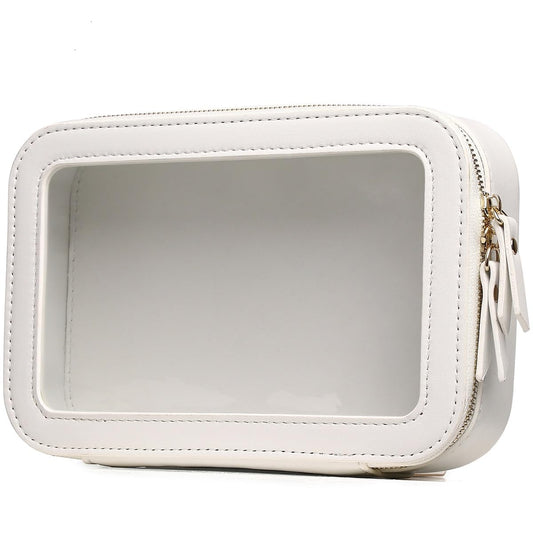 Pinkmik - Bolsa de maquillaje transparente para maquillaje portátil, bolsa de cosméticos de viaje con cierre para mujer, Blanco, Pequeño