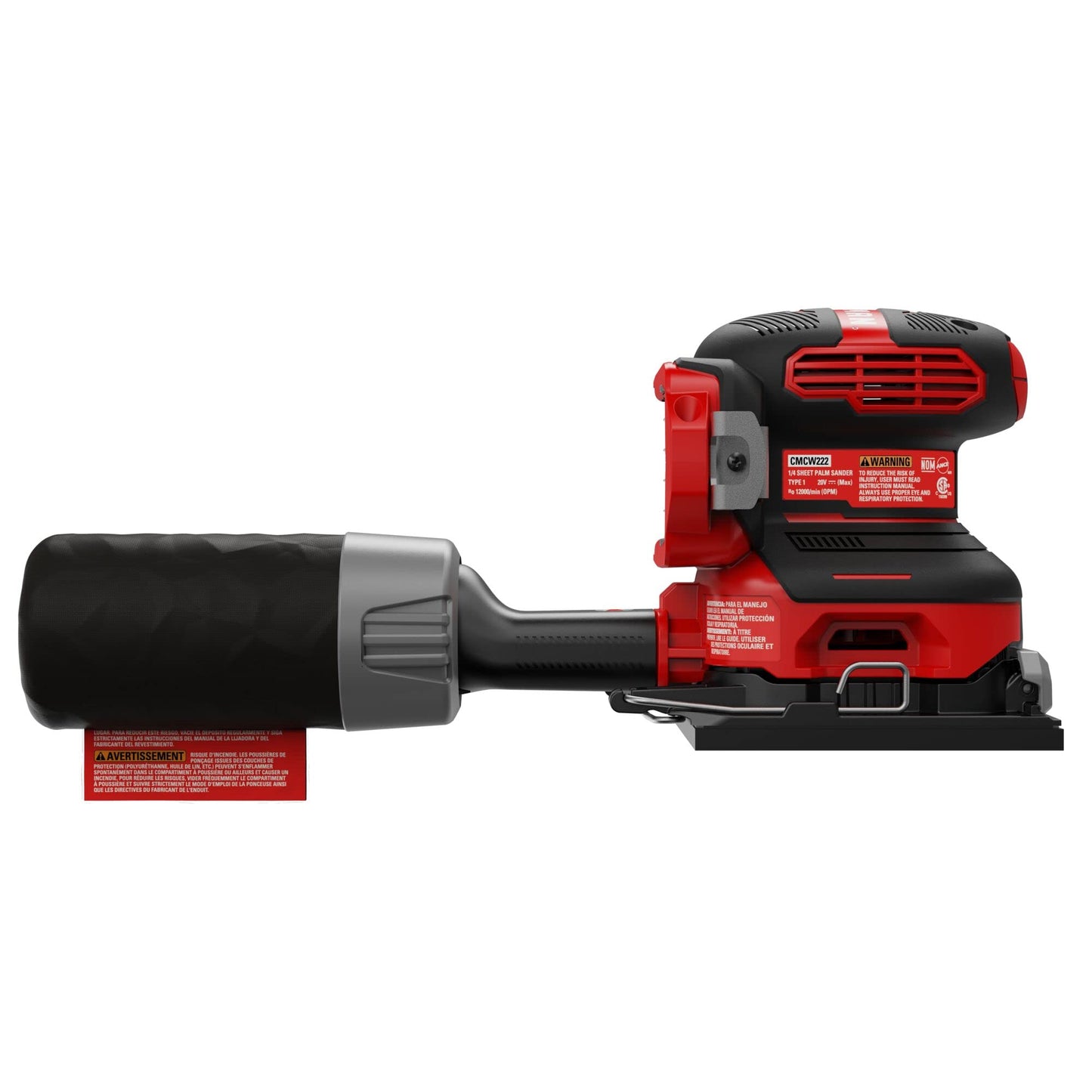 CRAFTSMAN V20 Lijadora, sin cable, lijadora de 1/4 hojas, herramienta desnuda de 9.000-12.000 OPM (CMCW222B)