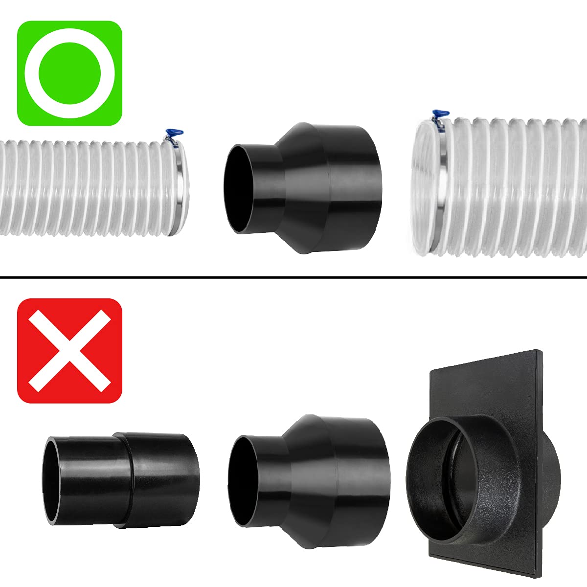 Cono Reductor POWERTEC Negro 4 Pulgadas a 2-1/2 Pulgadas