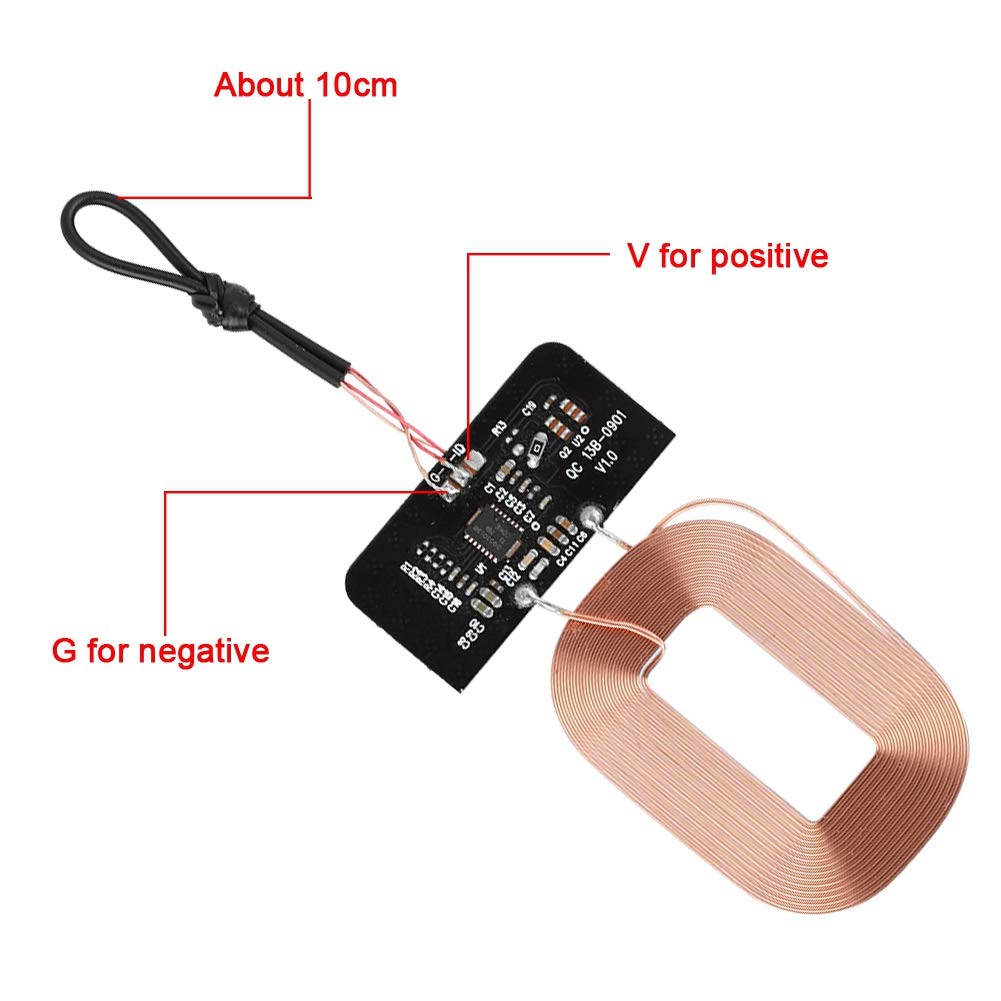 ASHATA Módulo de Receptor de Carga inalámbrico DIY Qi Módulo de Receptor de Carga inalámbrico Ultra Delgado Cargador de Bobina de Placa de Circuito, 5V 1A, Plug and Play