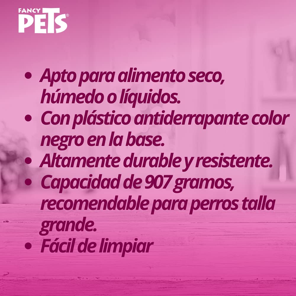Fancy Pets Plato de Acero Jaspeado para Perro de 32 Onzas y/o 907 Gramos