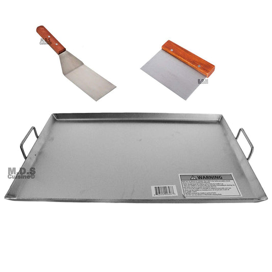 Griddle Flat Top Stainless Steel Grill Plancha Chef Pro Cooking Comal Heavy Duty 50cm x 33cm