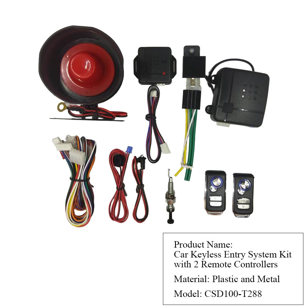 Kit de Cierre Central Universal MASO Negro con Detector de Vibración y Controlador para Auto
