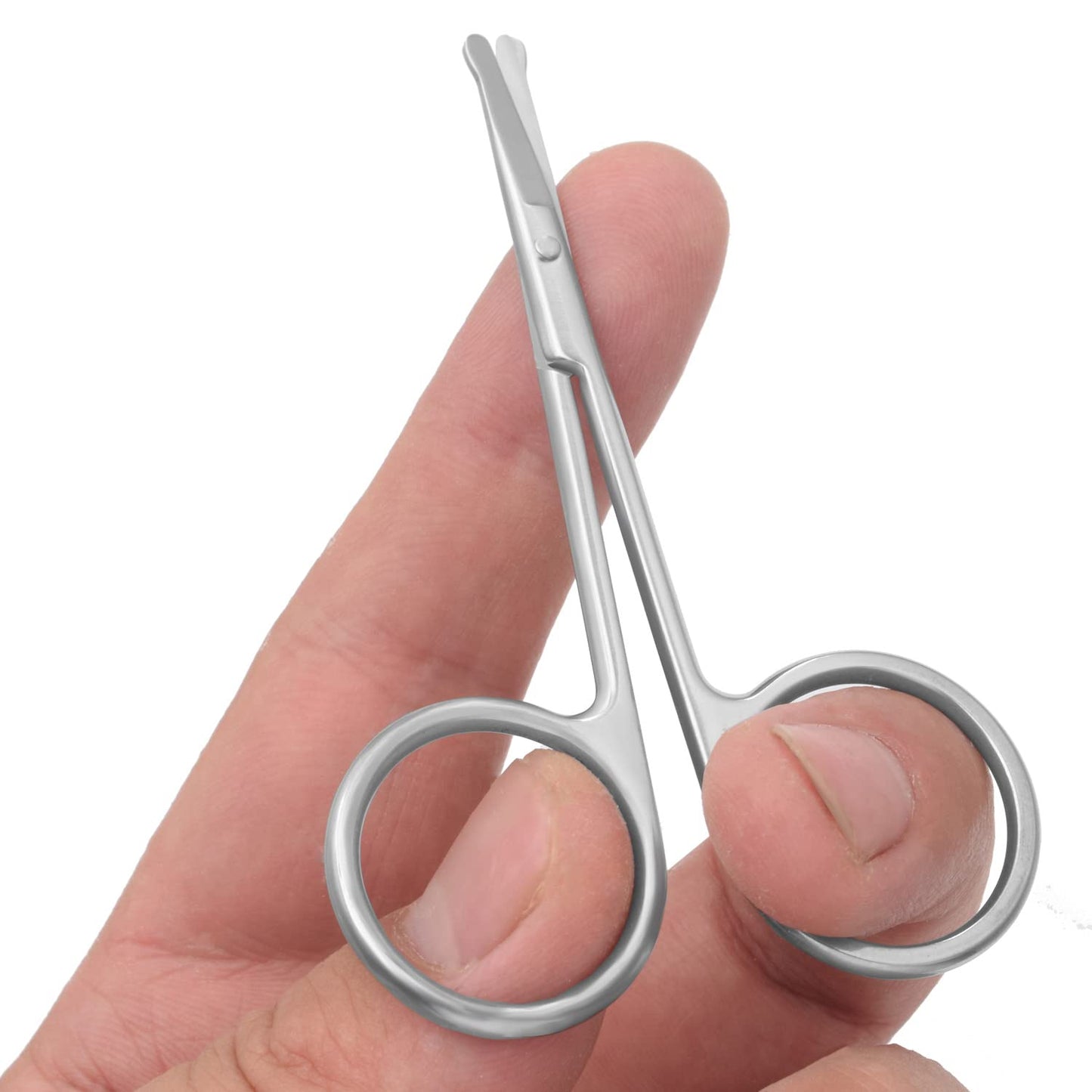 Motanar Tijeras recortadoras de pelo de nariz, tijeras de punta redonda de 3.4 pies para recortar orejas, cejas, barba, bigote, herramienta multiusos redonda de cuidado del cabello para hombres, mujeres y bebés (plata A)