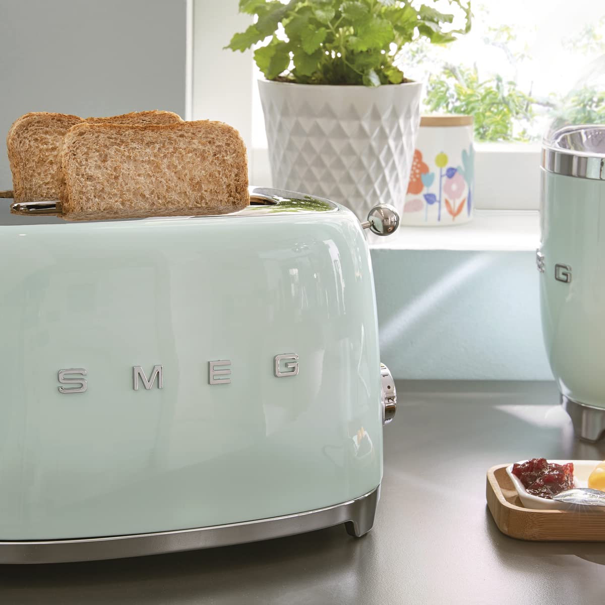 Smeg TSF01PGUS Tostadora 2 rebanadas, color Verde pastel