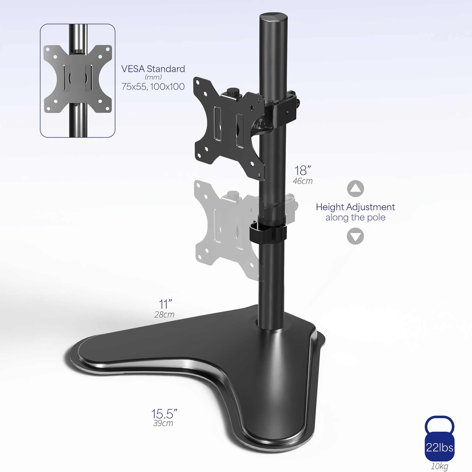 Soporte de Computadora VIVO Negro con Altura Ajustable para Monitor de hasta 38 Pulgadas