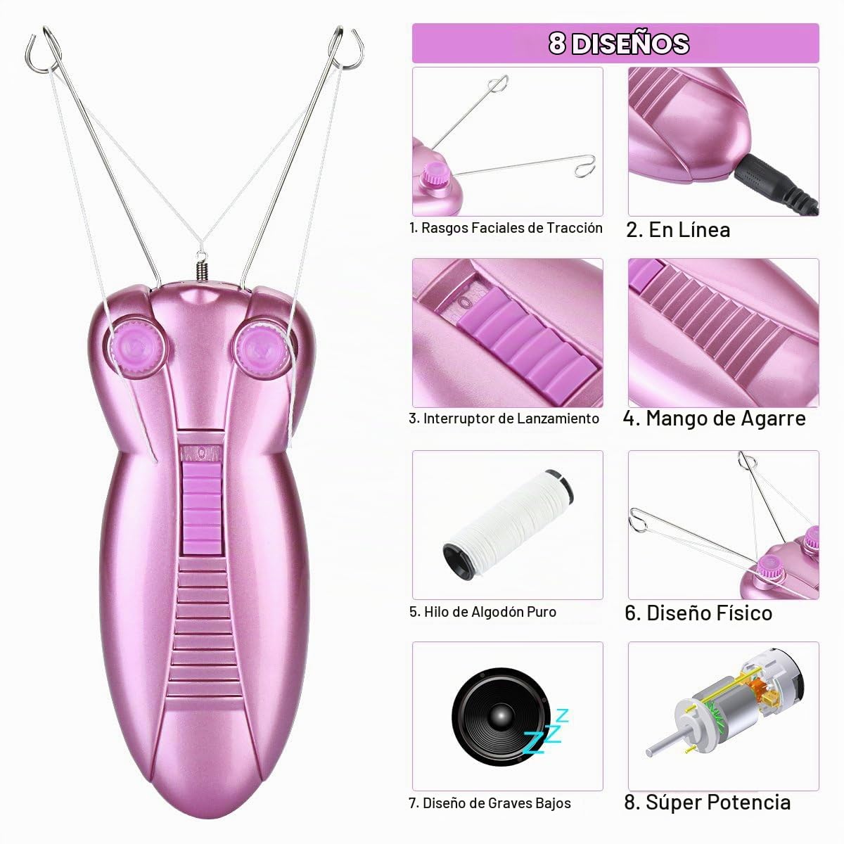 WAYCOM Ladies Facial Hair Remover Electric Women's Beauty Epilator Facial Threading Hair Removal Shaver Face Massager Pull Faces Delicate Device Depilation (Purple)