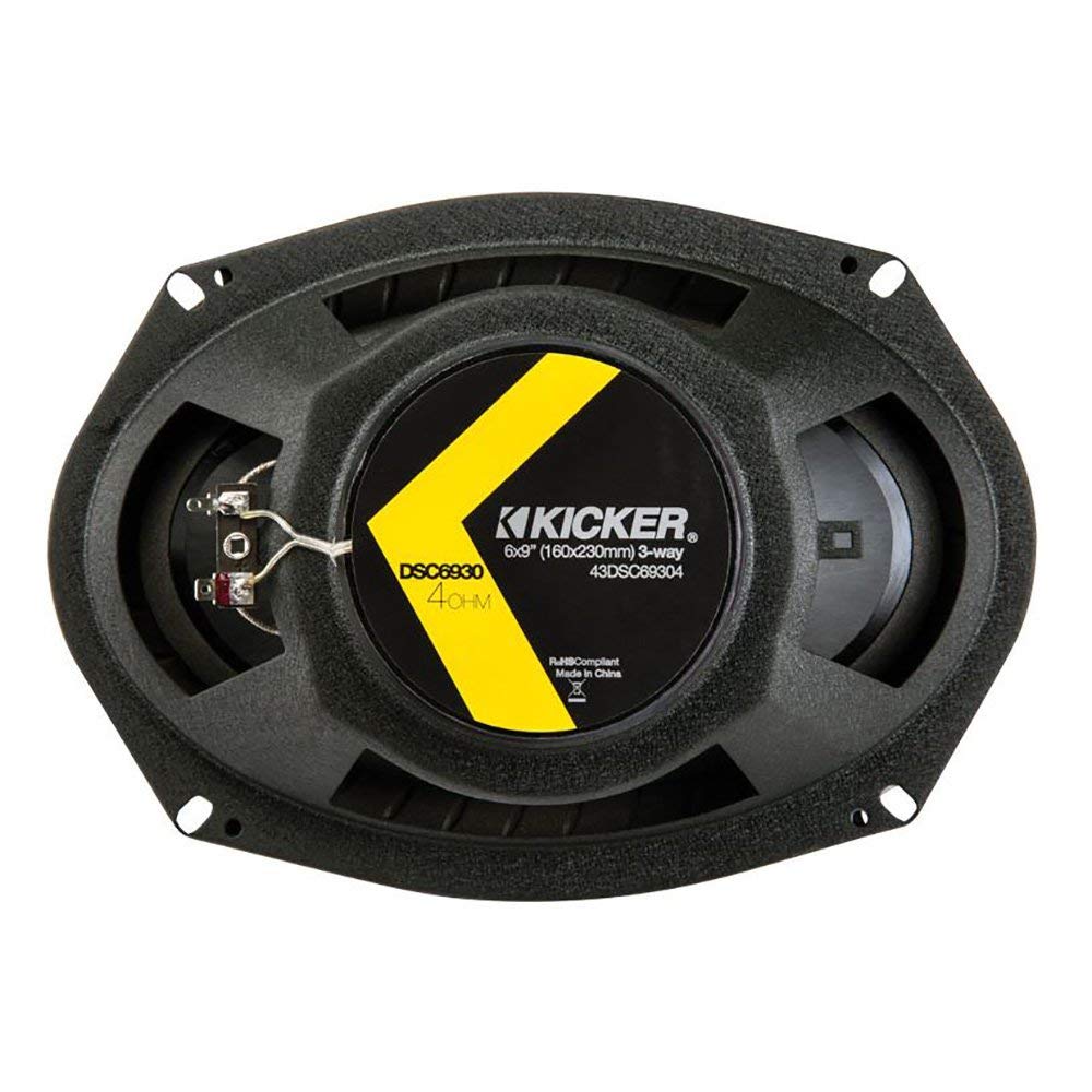 Kicker 43DSC69304 Serie D 6 x 9 Pulgadas, 360 W, 3 vías, Altavoces Dobles con 43DSC6504 de 6.5 Pulgadas, 240 W, 2 vías, 4 ohmios, Altavoces coaxiales de Audio para Coche