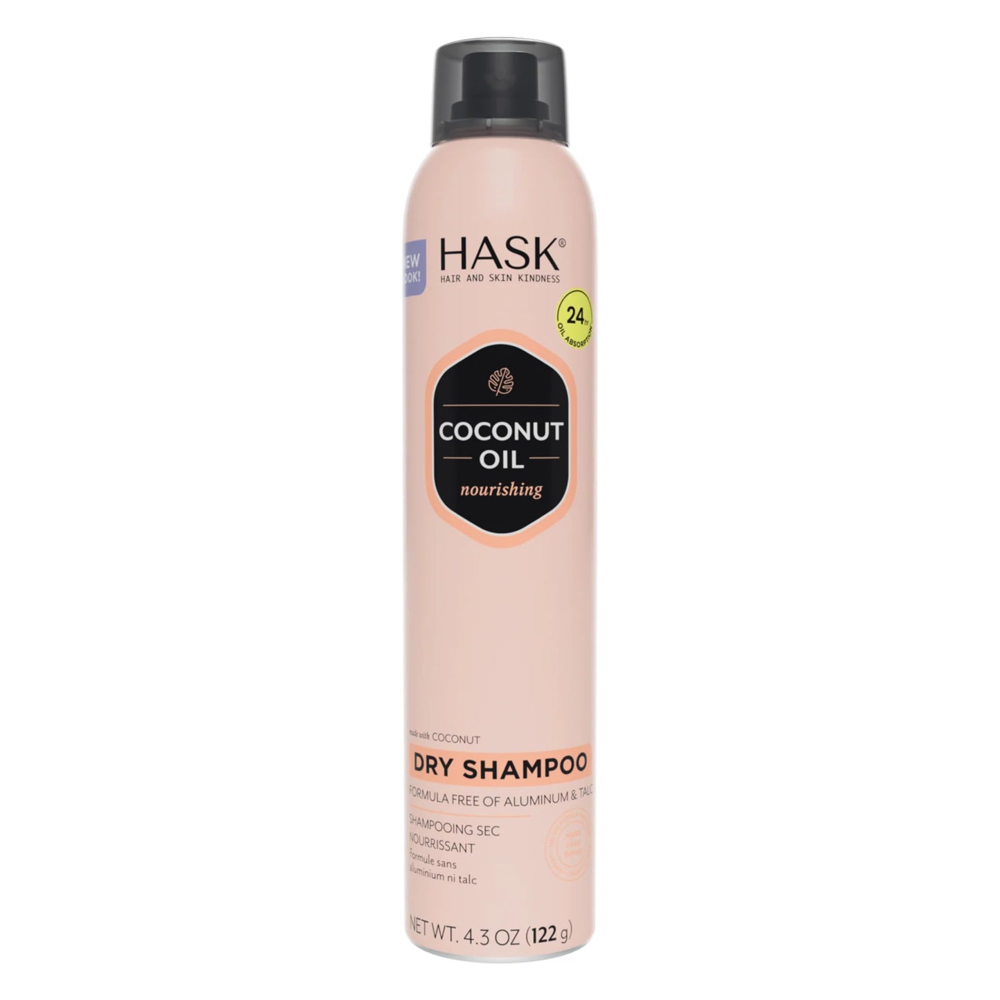 HASK, Shampoo en Seco, con Coco, Limpia sin Agua, Absorbe Grasa, Libre de Sulfatos, Parabenos, Ftalatos y Gluten, 122 g