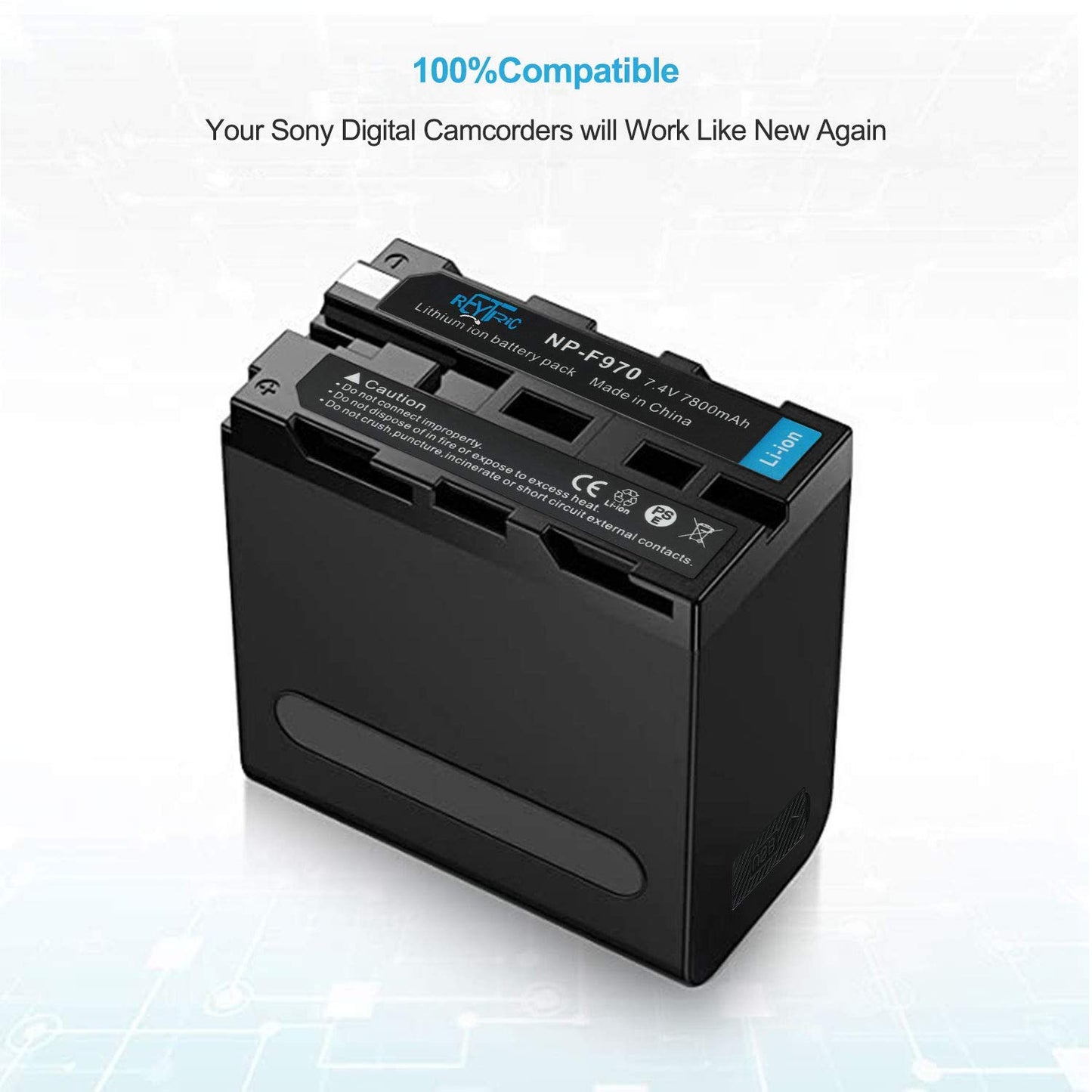 Batería Compatible Sony Negro 7800 mAh con Cable Micro USB para Cámara LED y Luz de Vídeo