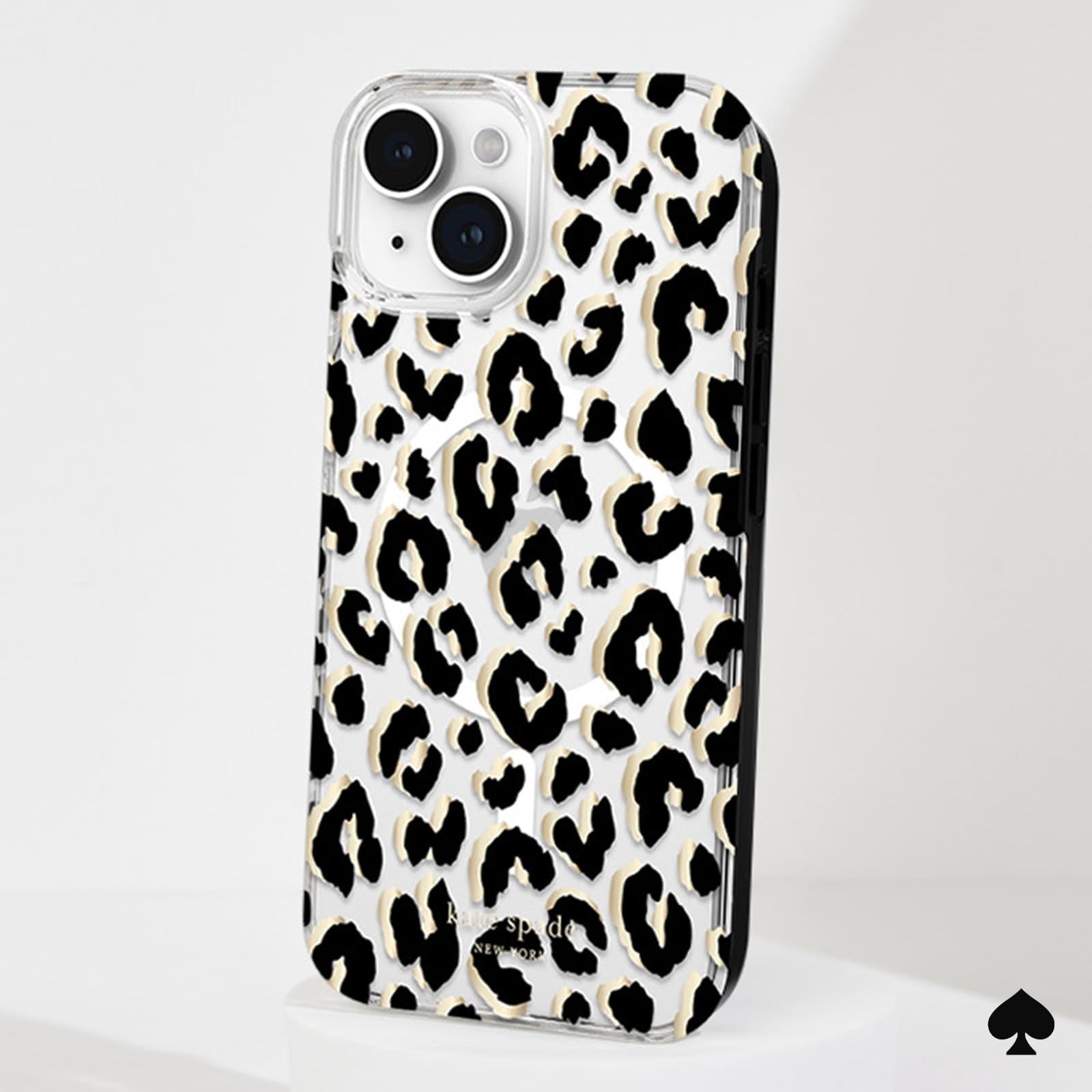 kate spade new york - Funda para iPhone 15/14 / 13, Compatible con MagSafe - Ciudad Leopardo Negro