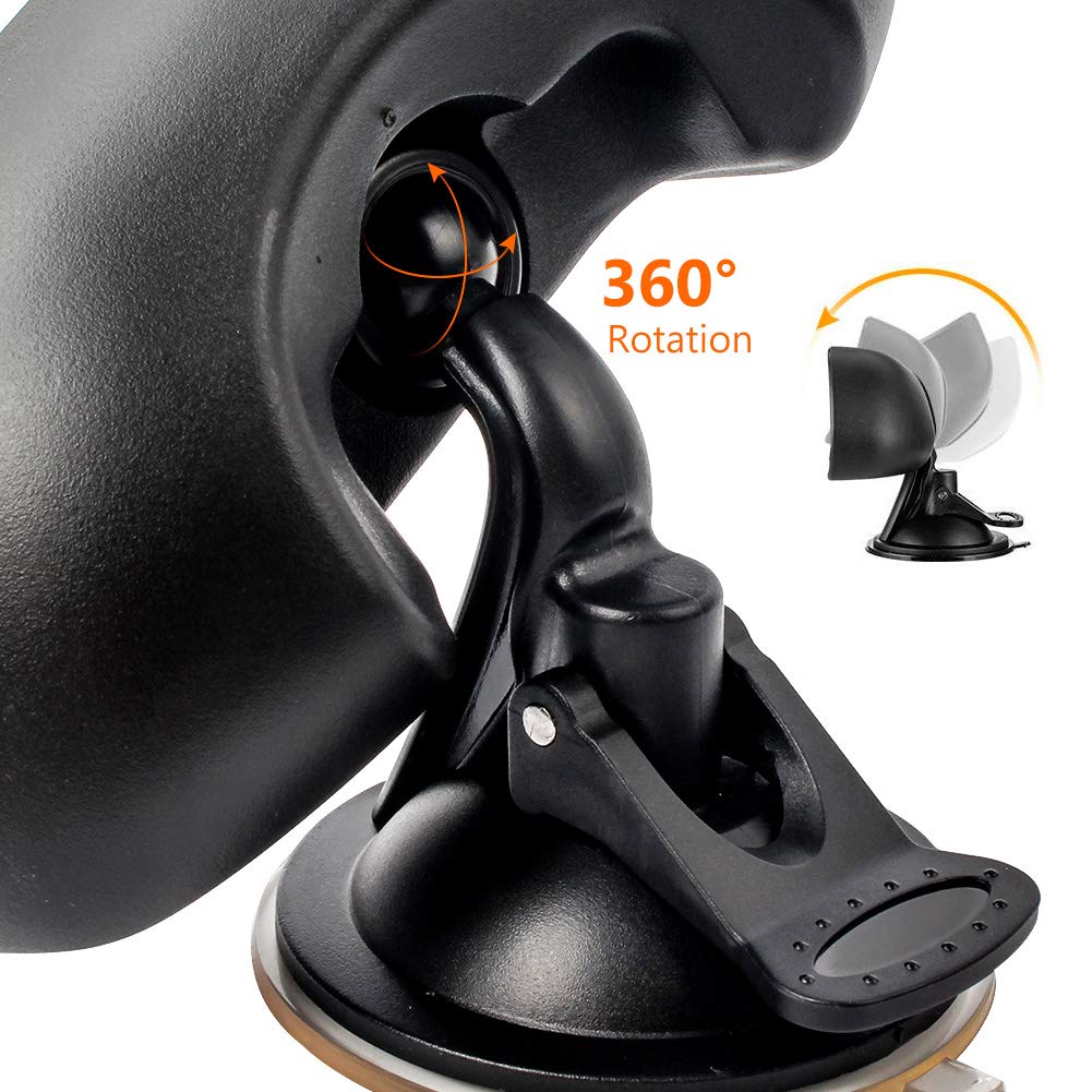 GES - Espejo retrovisor ajustable de 360 grados, ventosa de refuerzo para coche, 5.9 x 2.2 pulgadas, color negro