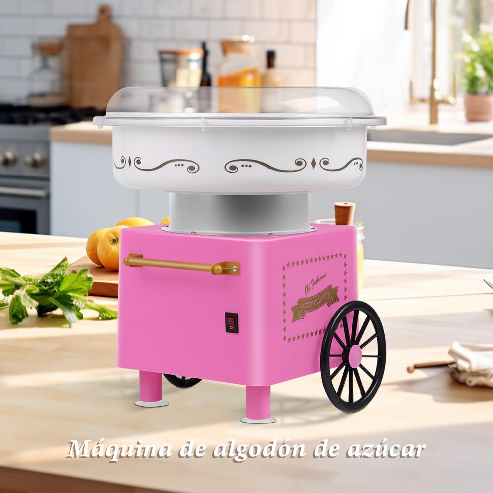 Maquina de Algodon de Azucar, 500W Mini Máquina de Algodón de Azúcar, Máquina de Algodón de Azúcar Portátil, Máquina de Algodón de Azúcar de Mesa, Máquina de Algodón de Azúcar Vintage