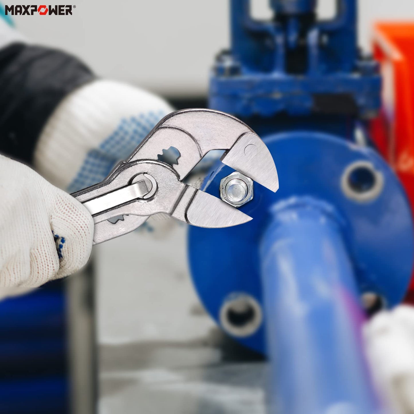 MAXPOWER - Alicates para bomba de agua de 10 pulgadas, botón de ajuste rápido, apertura máxima de mandíbula de 32 mm, alicates para reparación del hogar, tuberías y accesorios