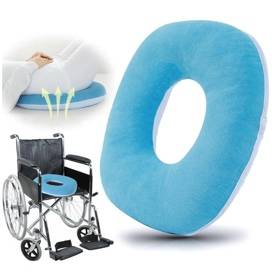 BILIBON Cojín para Hemorroides de Donut, Almohada para Silla de Ruedas, Diseño de Doble Cara de Seda Helada y Gamuza, Hueco y Transpirable, Alivia El Dolor De Espalda y Coxis, Hemorroides, Ciática