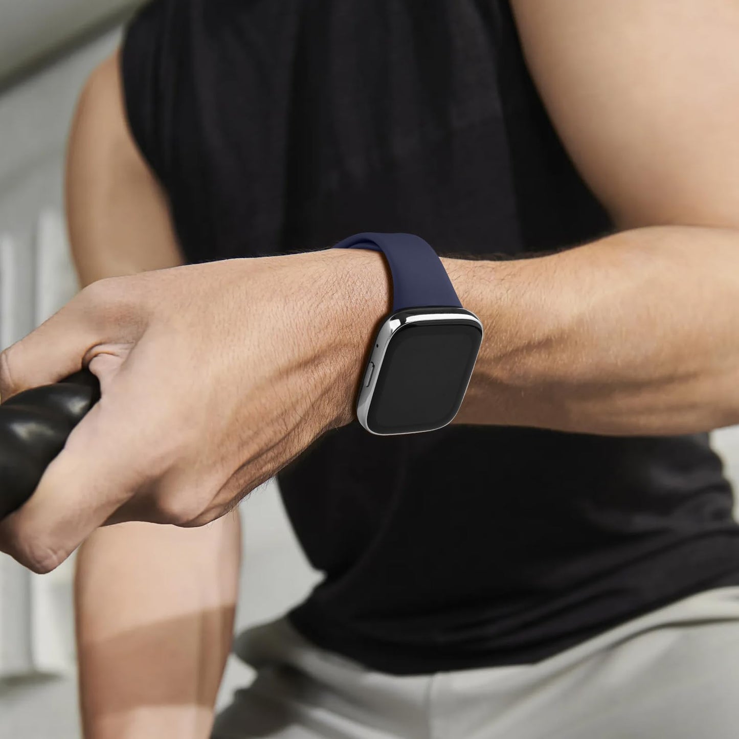 Correa de Silicona Deportiva Mugust Negro Azul Marino Gris para Xiaomi Redmi Watch 3 Active para Mujer Hombre