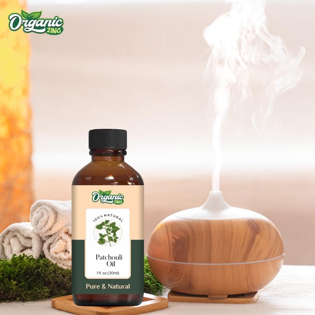 Organic Zing Patchouli (Pogostemon cablin) Oil Pure & Natural for Skin, Face, Hair Care, Aromatherapy, Diffuser, Conditioner - 30ml/1.01fl oz
