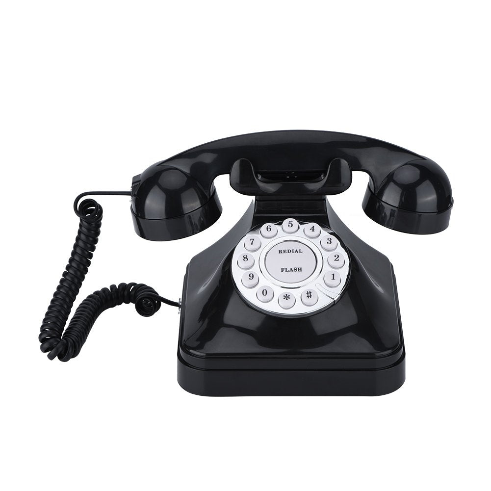 Naroote Vintage Negro Multifunción Plástico Teléfono de casa Retro Wire Teléfono Fijo WX-3011