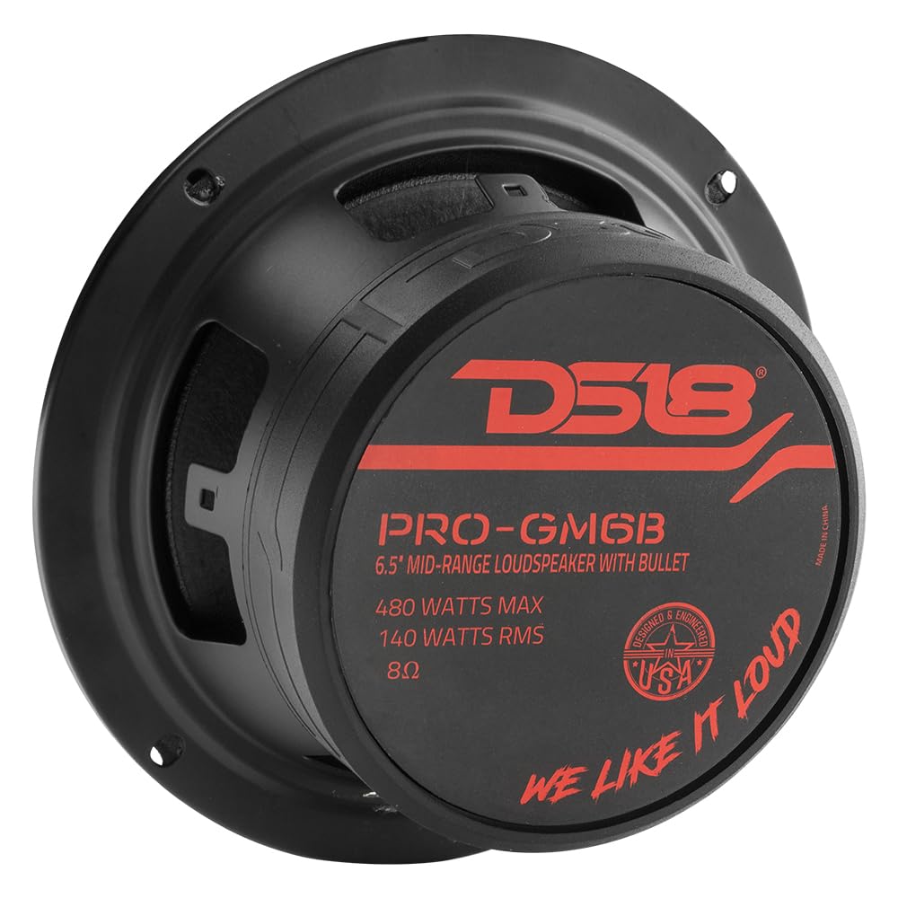 Altavoz Medio DS18 Rojo con Bullet de Aluminio para Sistema de Sonido de Coche o Camión