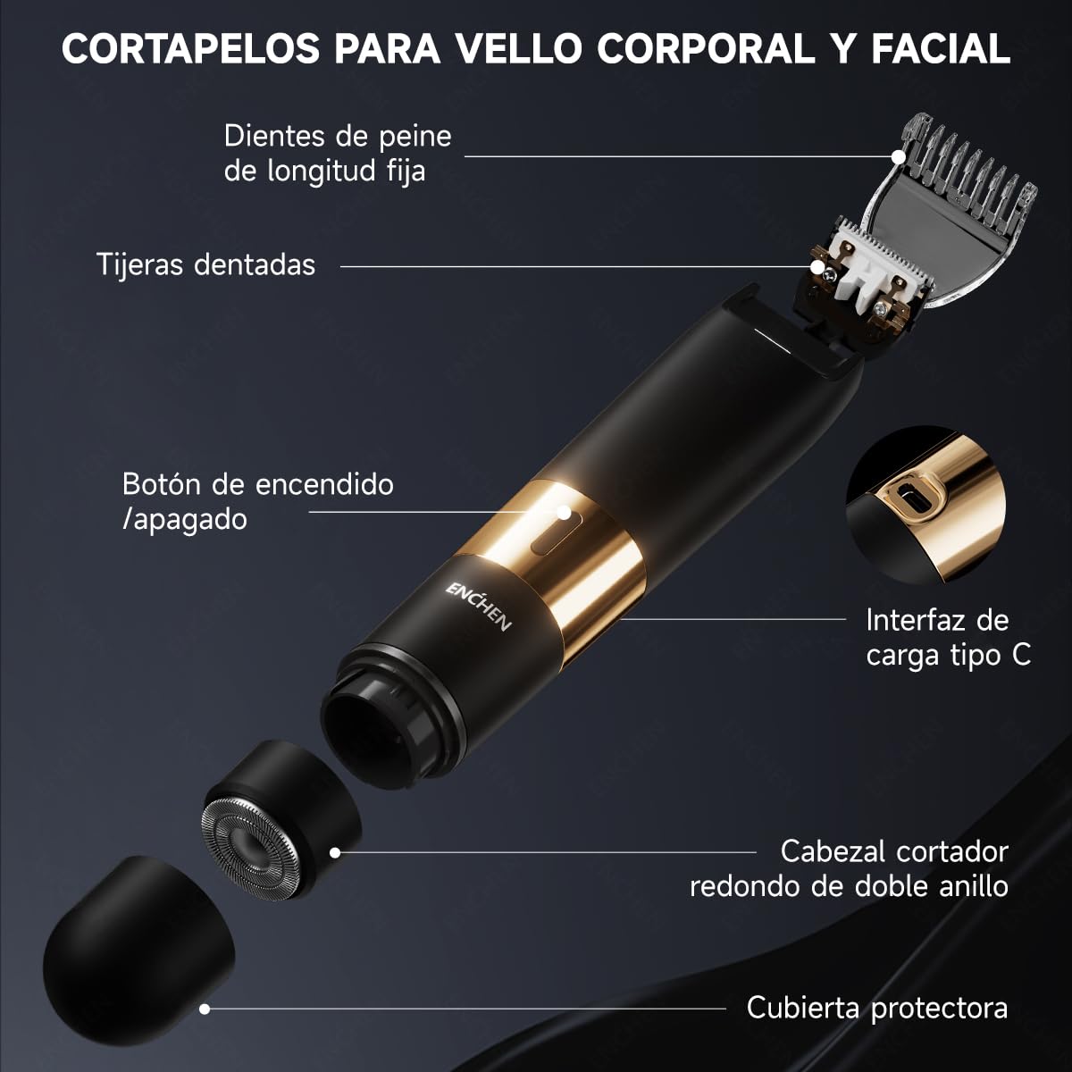 Enchen Electric Shaver Negro Depiladora Elctrica Afeitadora Corporal