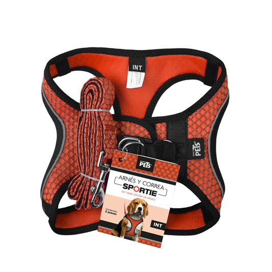 Set Arnés y Correa Sportie Fancy Pets Naranja para Perro Tamaño Intermedio
