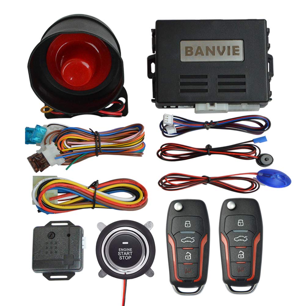 Sistema de Alarma de Seguridad BANVIE para Coche con Arrancador Remoto y Botón de Encendido