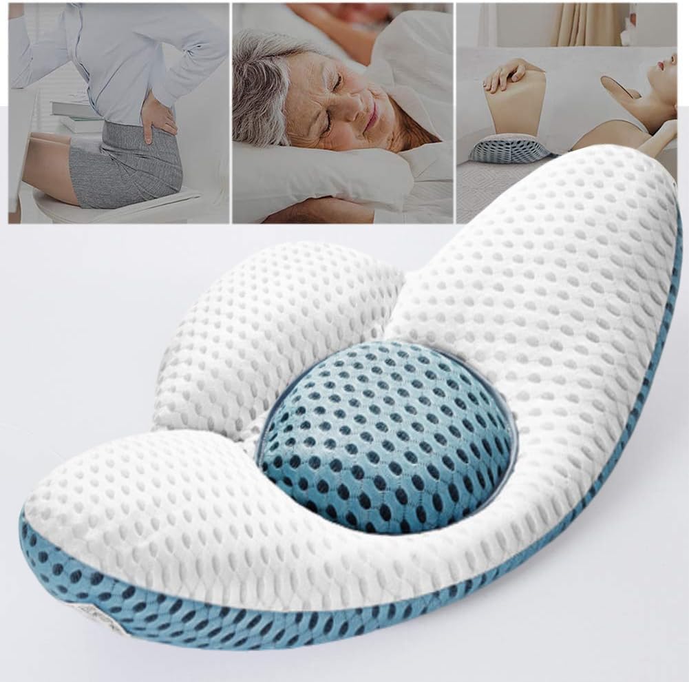Almohada Lumbar QWTG Azul Ergonómica y Respirable para Mujeres Embarazadas y Trabajadores de Oficina