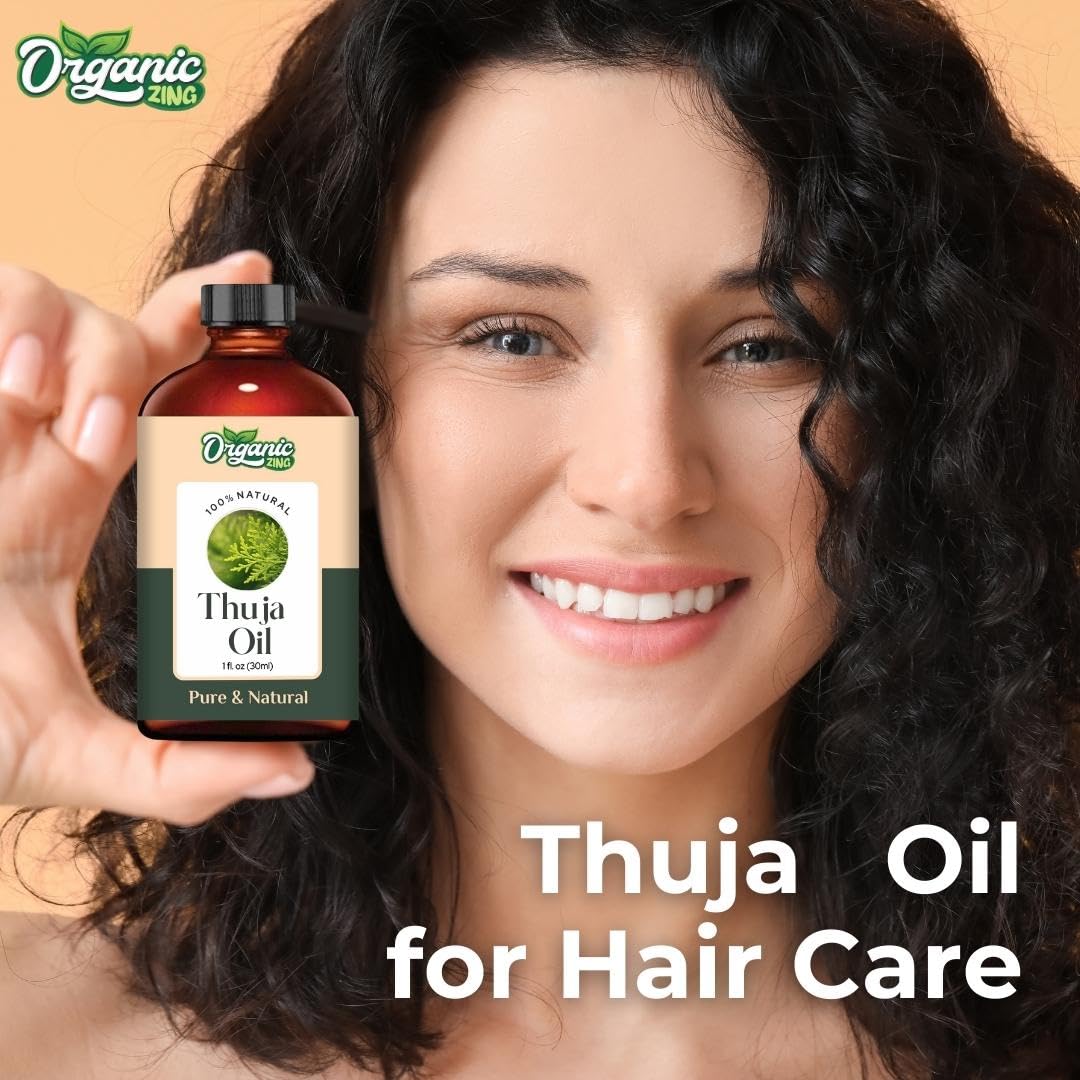 Organic Zing Thuja Essential Oil Pure & Natural for Skin, Face, Hair Care, Aroma therapy, Diffuser, Conditioner - 30ml