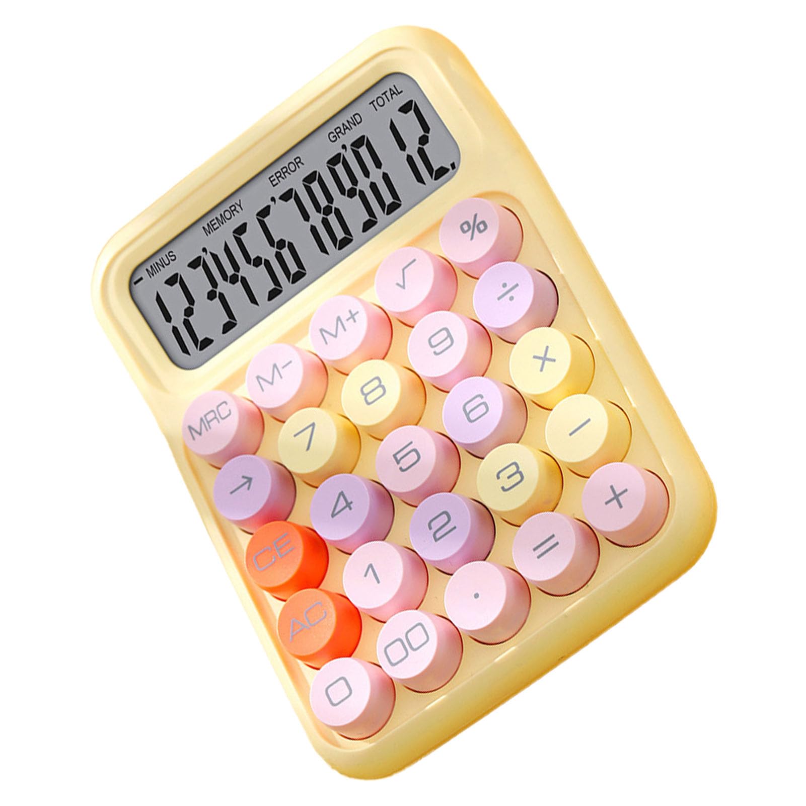 Calculadora Electrónica de Colores, Calculadora a Prueba de Salpicaduras, Conveniente para Uso Escolar y Doméstico (Amarillo)
