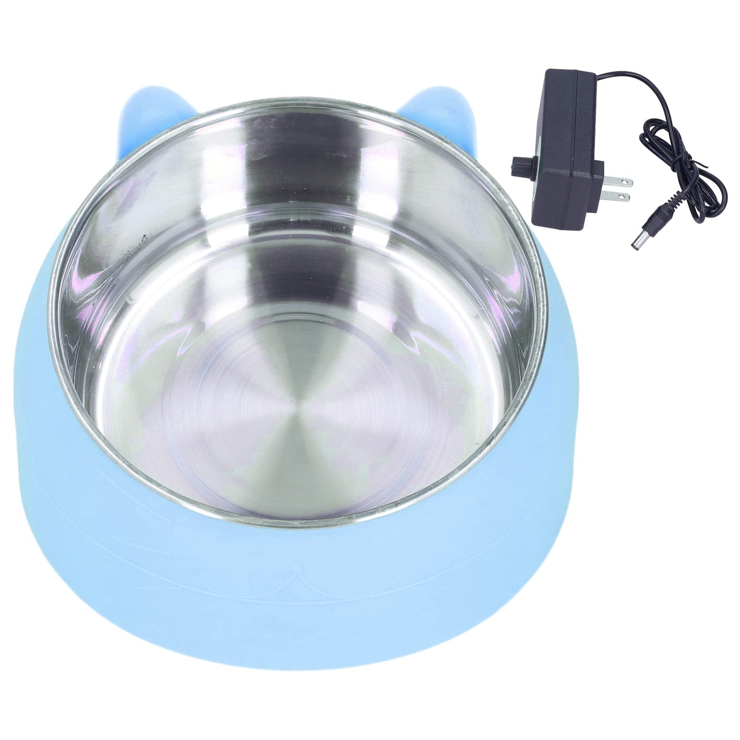 GLOGLOW Cuenco para Mascotas con Calefacción, Temperatura de Acero Inoxidable Tazón de Comida para Gatos Tazón de Calentamiento para Mascotas Perro Gato Calentador de Agua Térmico Tazón para Gatos