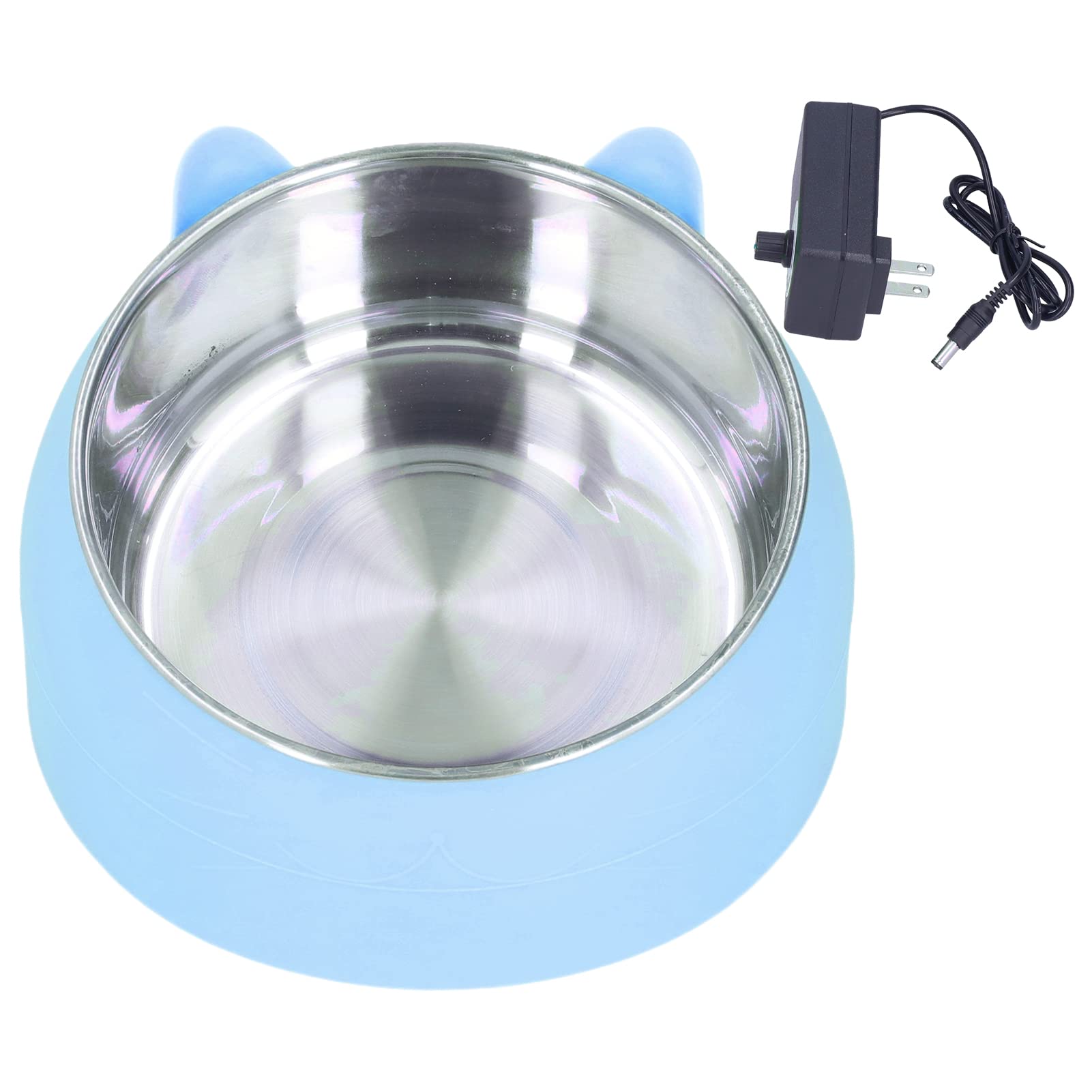 GLOGLOW Cuenco para Mascotas con Calefacción, Temperatura de Acero Inoxidable Tazón de Comida para Gatos Tazón de Calentamiento para Mascotas Perro Gato Calentador de Agua Térmico Tazón para Gatos