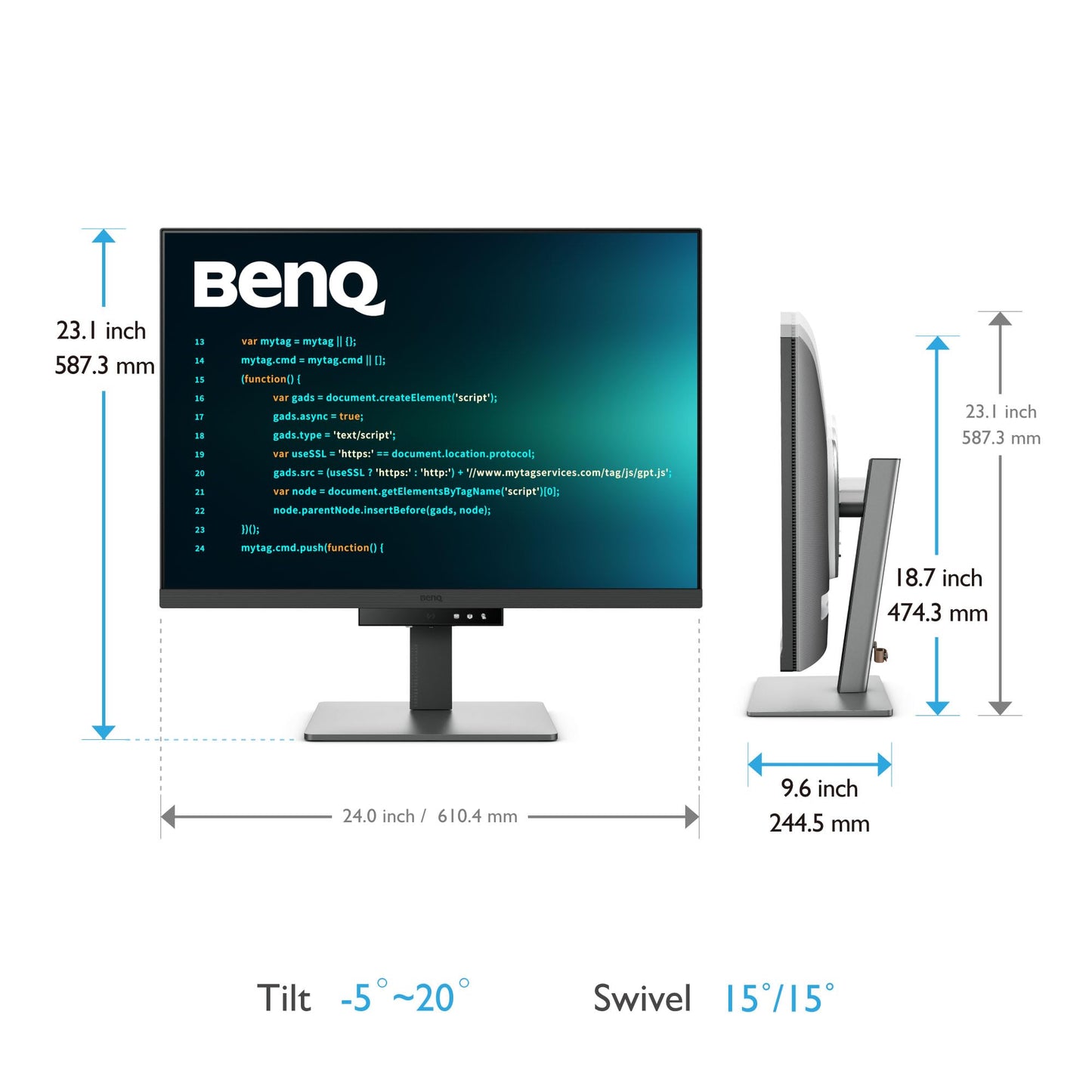 BenQ RD280U Monitor de programación 4K+ 3840x2560 de 28.28 Pulgadas con retroiluminación, 90W USB Tipo C, Panel de Revestimiento Fino, Modos de codificación avanzados, protección de Horas nocturnas,