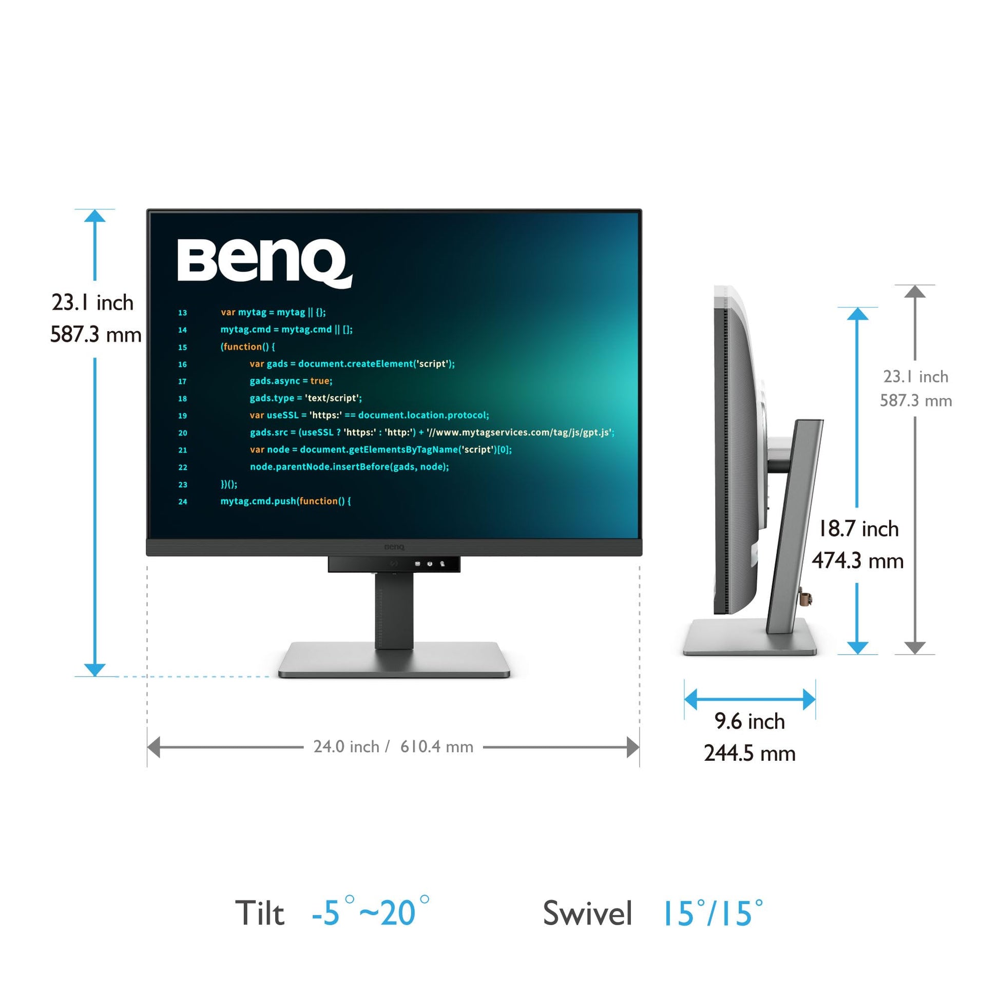 BenQ RD280U Monitor de programación 4K+ 3840x2560 de 28.28 Pulgadas con retroiluminación, 90W USB Tipo C, Panel de Revestimiento Fino, Modos de codificación avanzados, protección de Horas nocturnas,