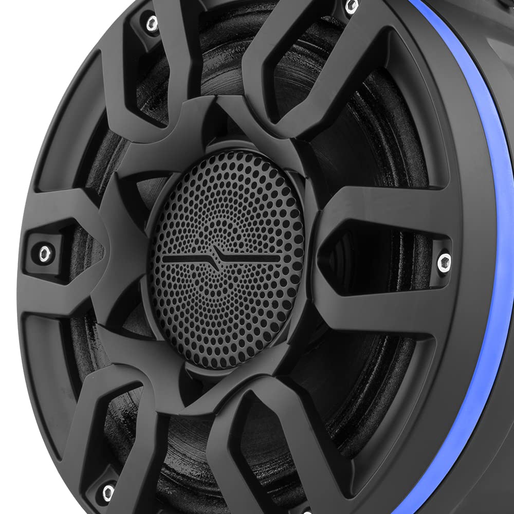 DS18 Hydro NXL-X8PRO/BK Altavoces compactos de torre de Wakeboard de 8 pulgadas con altavoz híbrido de rango medio y driver de compresión, luces LED RGB integradas, 500 vatios, cubierta de altavoz