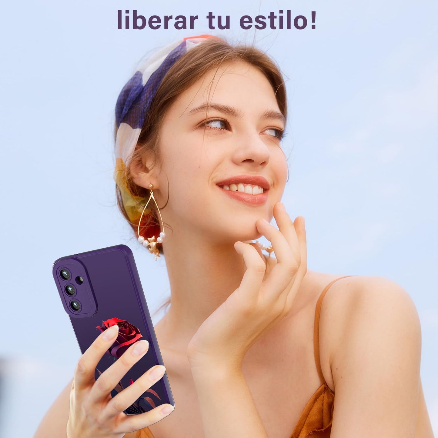 Threehao Funda para Samsung Galaxy S24 FE Case Uso Rudo, Ultra Delgado Flexible Silicona Púrpura Carcasa con Aesthetic Dibujos Flores, Antigolpes Anti-arañazos Protectora