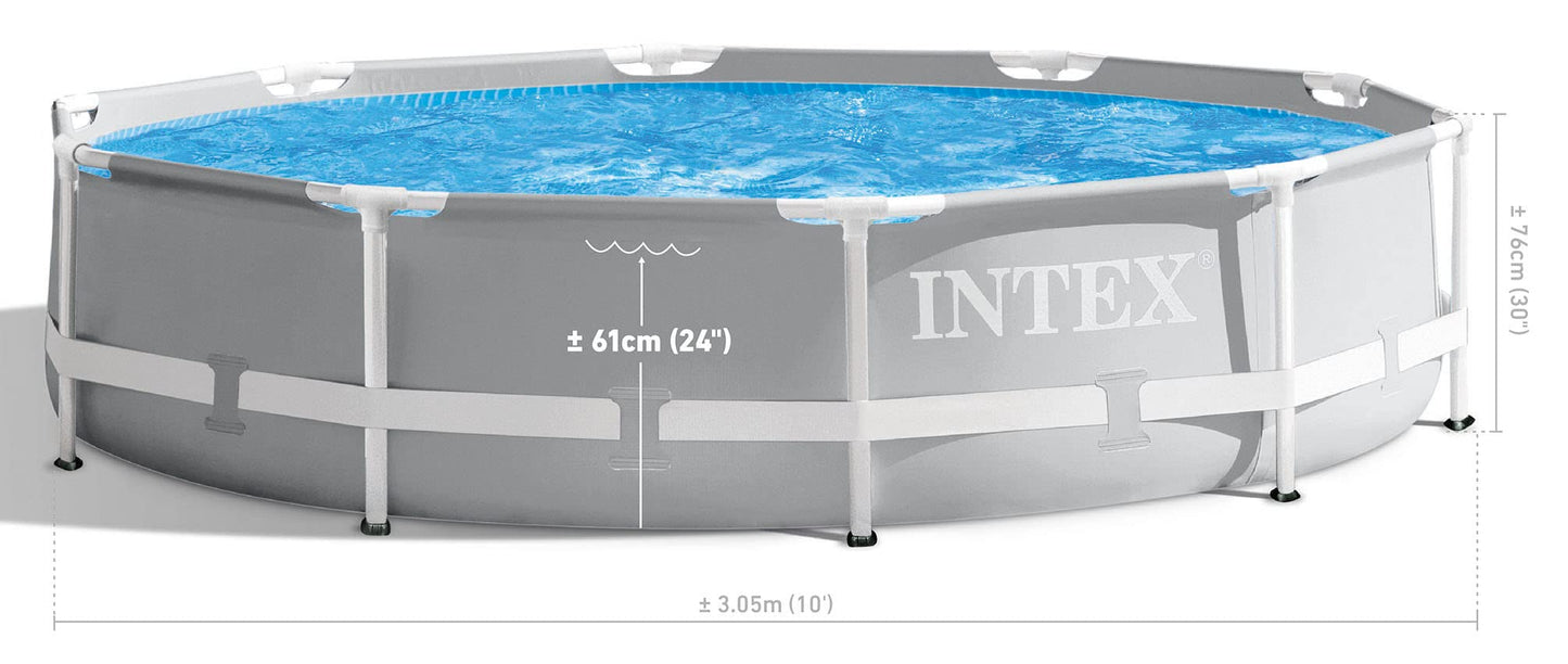 Intex 26701EH - Juego de piscina sobre el piso con marco de prisma premium, 10 pies x 30 pulgadas, incluye bomba de filtro de cartucho de 330 GPH, superresistente, resistente a las perforaciones,