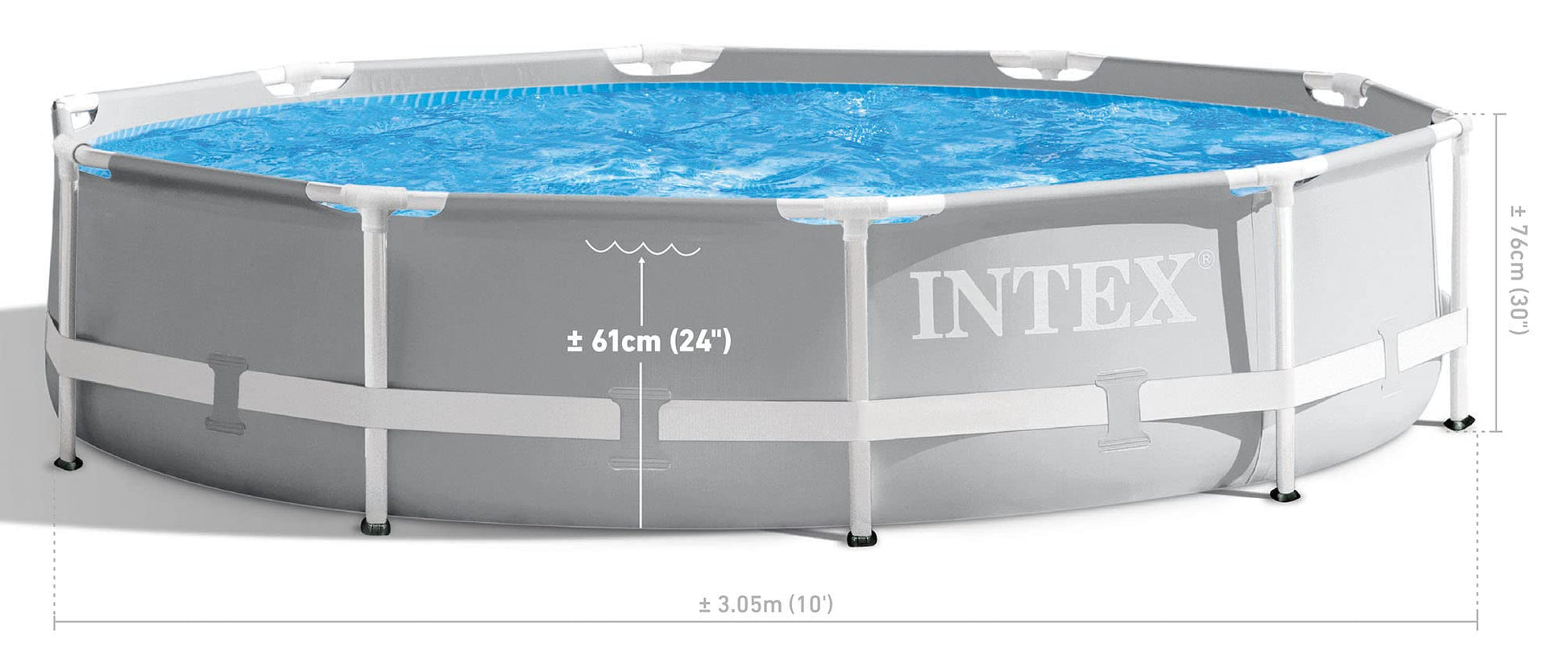 Intex 26701EH - Juego de piscina sobre el piso con marco de prisma premium, 10 pies x 30 pulgadas, incluye bomba de filtro de cartucho de 330 GPH, superresistente, resistente a las perforaciones,