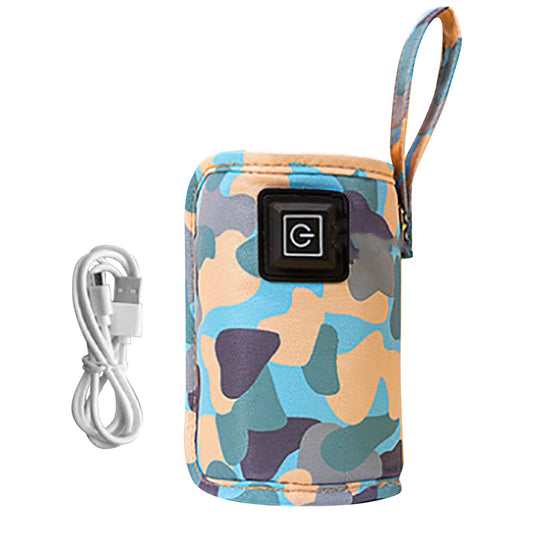 Bolsa térmica para biberones de bebé, con USB, tamaño ajustable, portátil, para exteriores, 5 V, 2 A, color azul
