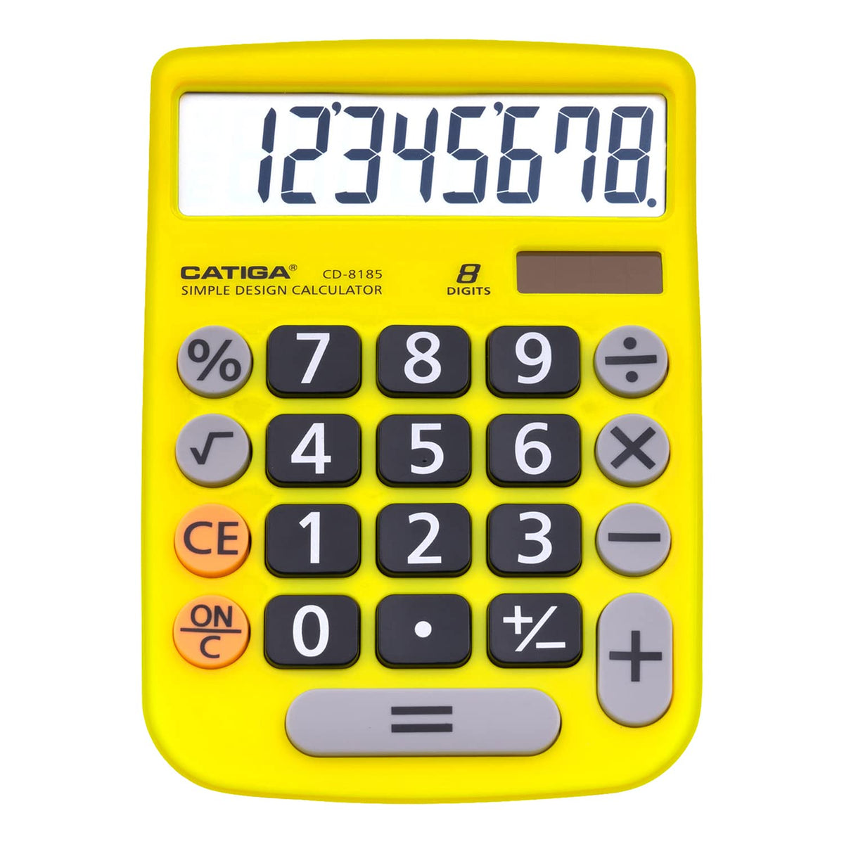 Calculadora CATIGA Negra Solar 8 Dígitos con Pantalla LCD y Botones Grandes para Oficina y Hogar
