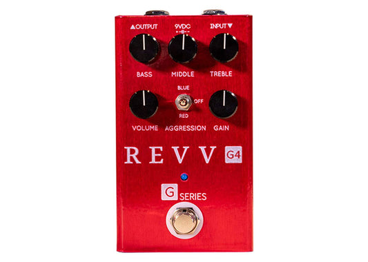 Pedal de Preamplificador Revv G4 Rojo con Sobremarcha y Distorsión