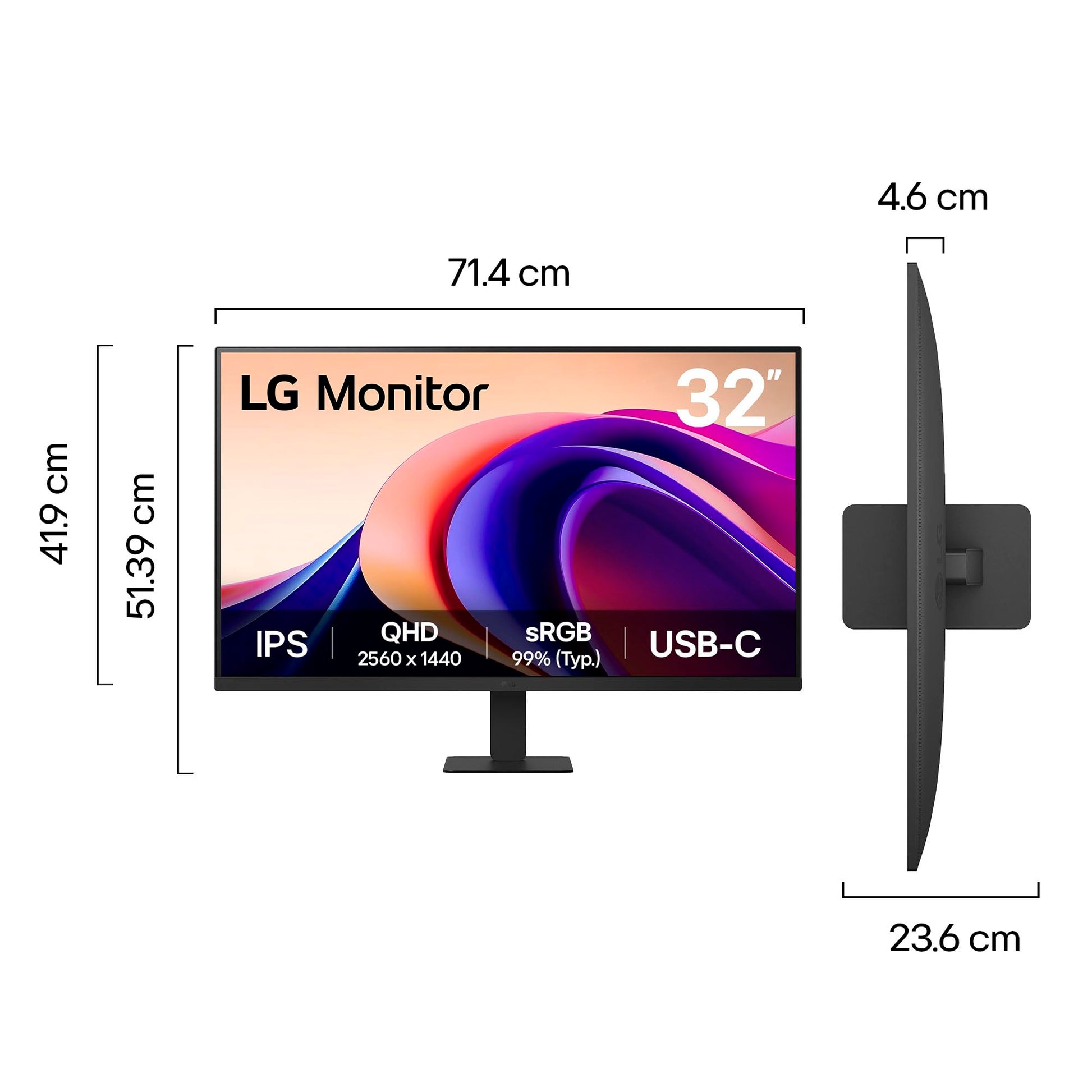 LG Monitor 32U631A-B QHD IPS (2560 x 1440) 32" Refresh Rate 100 Hz, Tiempo de Respuesta de 5 ms (GtG), Contrast Ratio: 1000:1