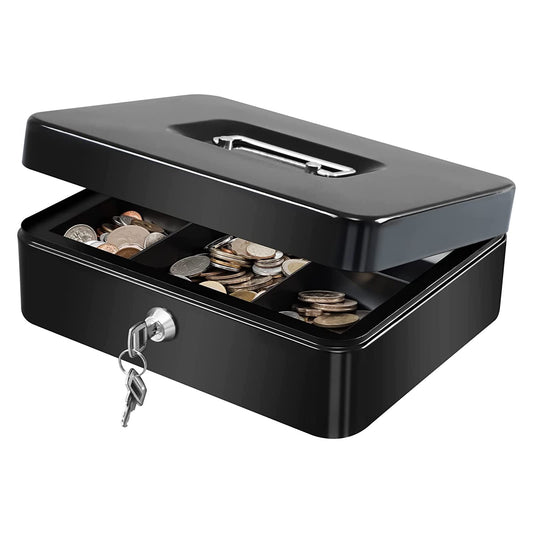 Caja de Dinero MACK222 Negro de Acero Inoxidable Portátil con Llave