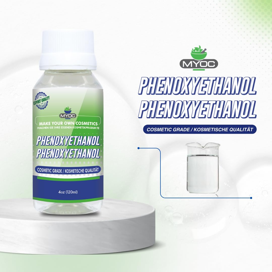 MYOC fenoxietanol líquido | líquido para conservantes, utilizado en humectantes para la piel, protectores solares, cuidado del acné, cuidado del cabello, productos para bebés, productos cosméticos (120 Ml)